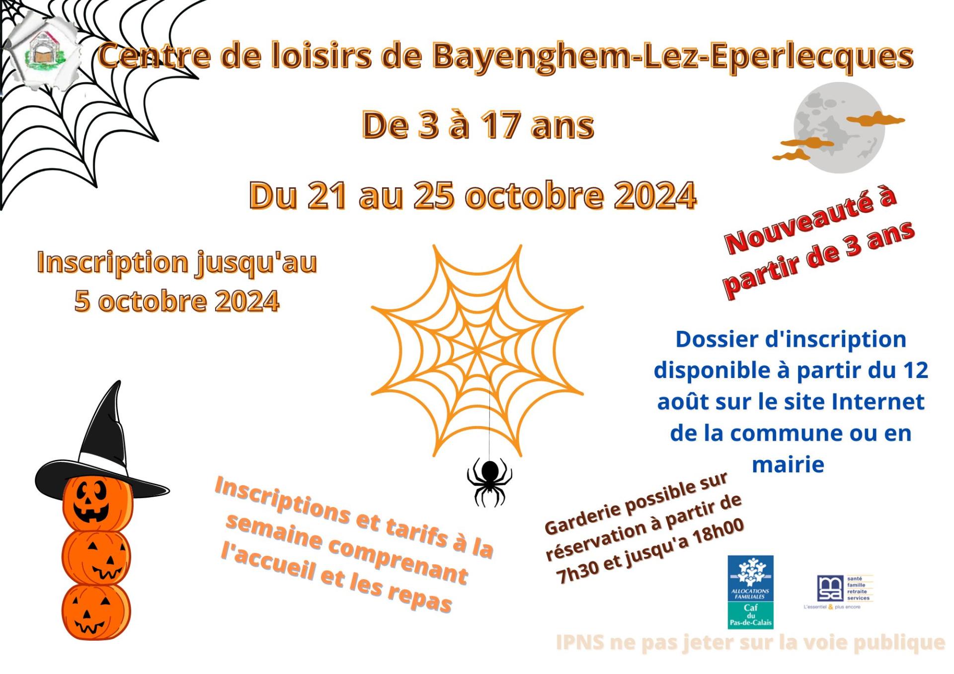 Centre de loisirs octobre 2024